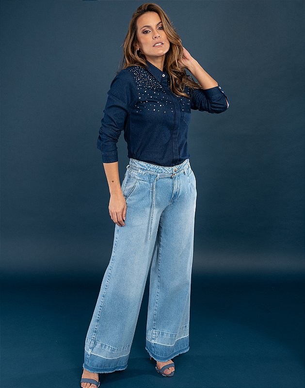 WIDE LEG CINTO JEANS