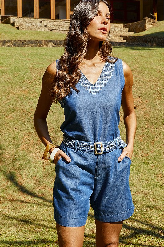 REGATA JEANS DECOTE BORDADO